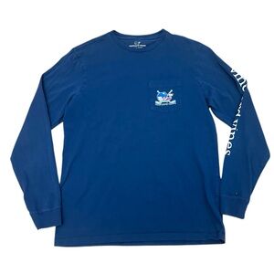 Vineyard Vines Men's Long Sleeve Pocket Tee Hockey Shirt in Blue Size Small